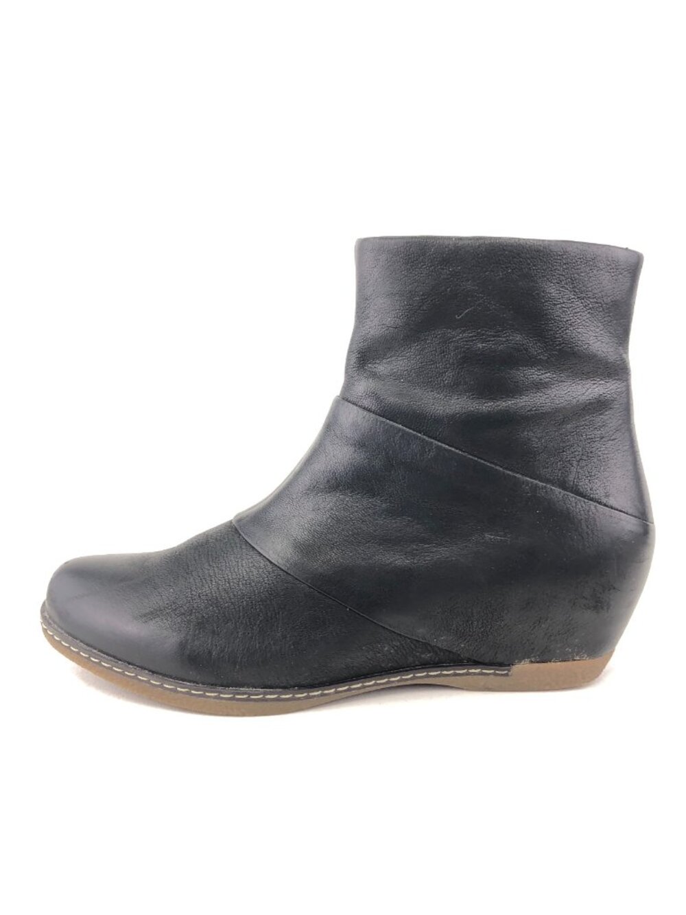 Dansko Lettie Black Leather Wedge Ankle Boots EUR 40
